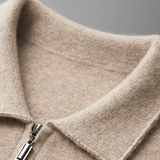 Polo Cardigan With Zip Made of Ultra-fine Merino Wool