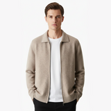 Polo Cardigan With Zip Made of Ultra-fine Merino Wool