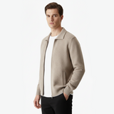 Polo Cardigan With Zip Made of Ultra-fine Merino Wool