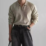 Outliers Knitted Polo Shirt With V-neck