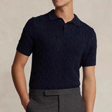 Polo Shirt With Knitted Trim and Knitting