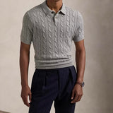 Polo Shirt With Knitted Trim and Knitting