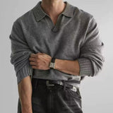 Outliers Knitted Polo Shirt With V-neck