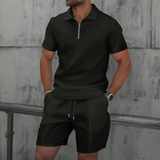 Outliers Zip-Up Polo and Soft Knit Shorts