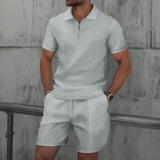Outliers Zip-Up Polo and Soft Knit Shorts