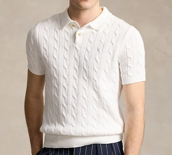Polo Shirt With Knitted Trim and Knitting
