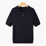 Polo Shirt With Knitted Trim and Knitting