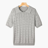 Polo Shirt With Knitted Trim and Knitting