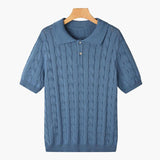 Polo Shirt With Knitted Trim and Knitting