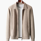 Polo Cardigan With Zip Made of Ultra-fine Merino Wool